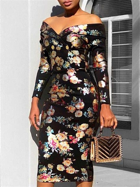 Cross Over Off Shoulder Floral Print Bodycon Dress Printed Bodycon Dress Fashion Bodycon Dress