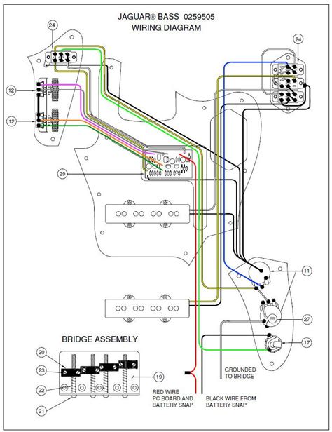 Print the wiring diagram off and use highlighters to trace the signal. Fender Jaguar Bass Wiring Diagram | Fender jaguar, Fender bass