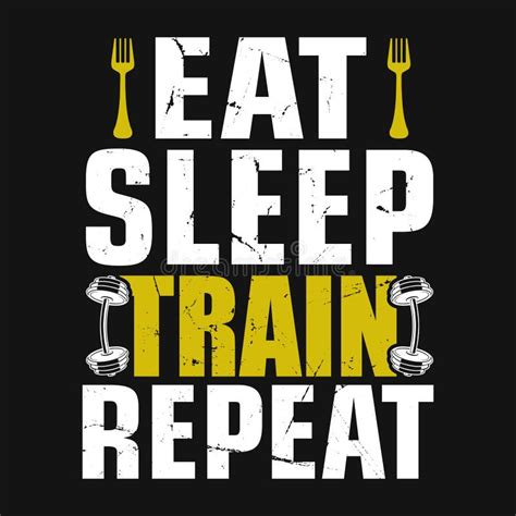 Gym Quote Eat Sleep Train Repeat Vector T Shirt Design Stock Vector