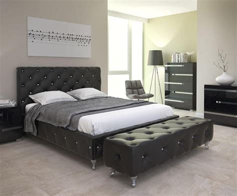 At Home Usa Volare Glossy Black King Bedroom Set 3pcs Contemporary Made