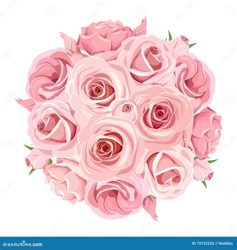 Pink Roses Bouquet Vector Illustration Stock Vector Illustration Of