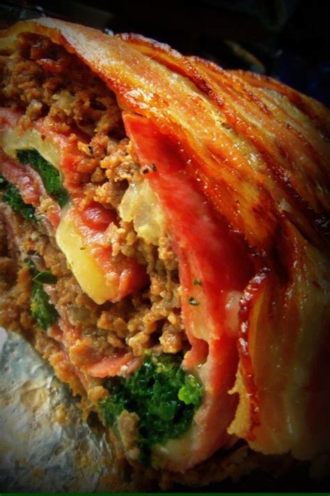 Let the meatloaf rest for 5 minutes. Rollo de Carne con Tocino (Bacon-Wrapped Stuffed Meatloaf ...