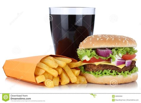 Cheeseburger Hamburger And French Fries Menu Meal Combo Cola Drink