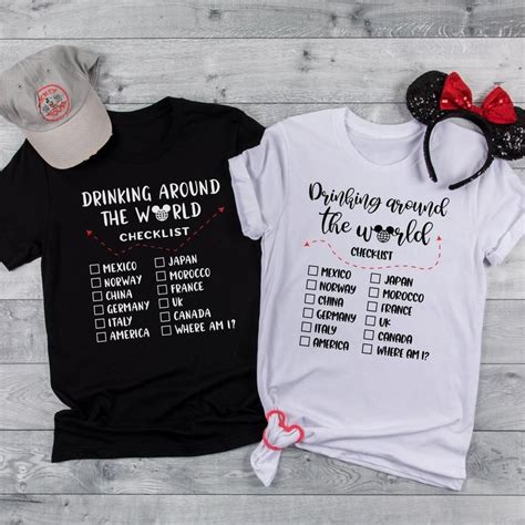 Drinking Around The World Checklist Couples And Friends Shirt Bundle