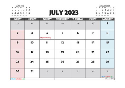 July 2023 Calendar With Holidays Pdf And Image