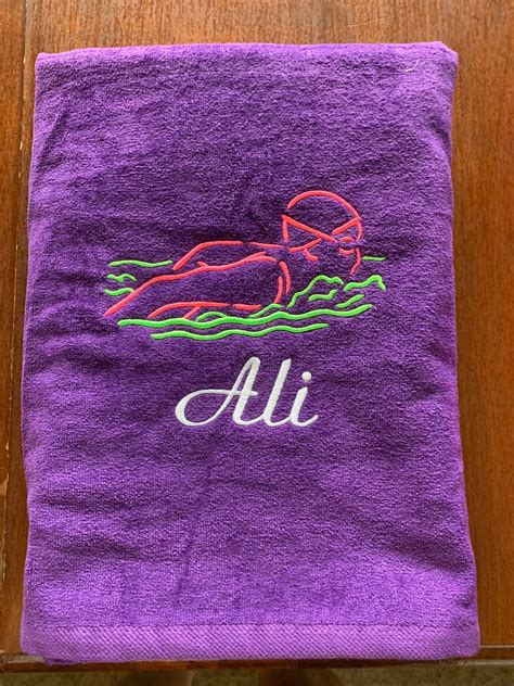 personalized swim team towels with personalized embroidery etsy personalized embroidery