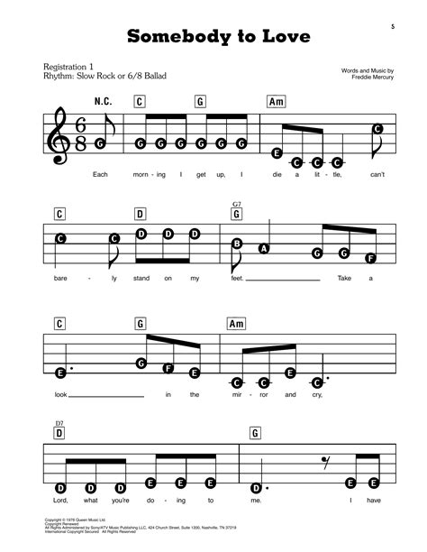 Somebody To Love Sheet Music Queen E Z Play Today