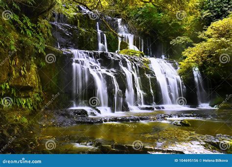 Waterfall Forest Moss Landscape Scenery Stock Photo Image Of
