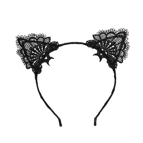 Black Sexy Lace Cat Ear Headbands For Womens Party Head Bezel Bell