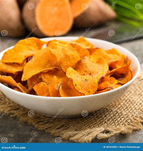 Sweet Potato Crisps Stock Photo Image Of Fattening Heap 89593088