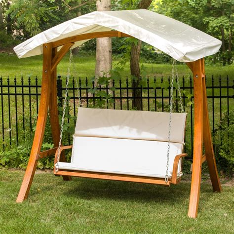 leisure season wooden patio swing seater  canopy