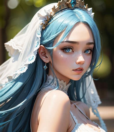 Premium AI Image Blue Haired Princess
