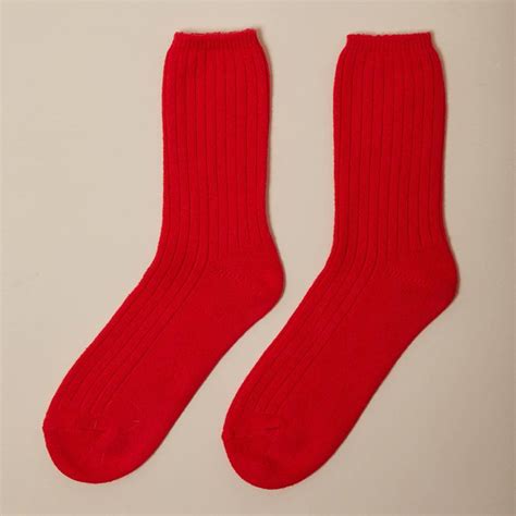 Red Cashmere Ribbed Bed Socks Brandalley