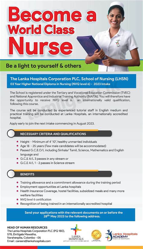 nursing training course hnd nvq 6 2023 lanka hospitals