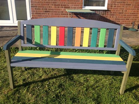 Colourful Bench Makeover Using As Chalk Paint Colourful Garden