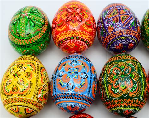 24 Easter Painted Eggs Wooden Ukrainian Pysanky Pysanka Etsy