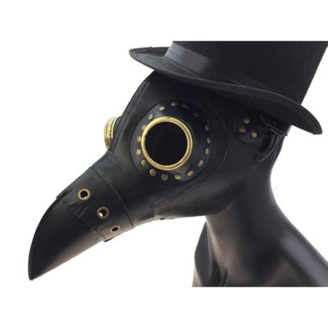 Kbw Plague Doctor Goggle Long Nose Long Nose Mask Black Gold One Size