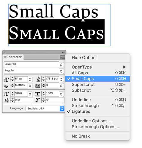 Where are the Small Caps in OpenType fonts?