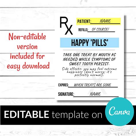 Rx Prescription Label Editable And Printable Tags Etsy