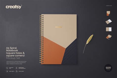 A5 Spiral Notebook Mockup Set Print Templates ~ Creative Market
