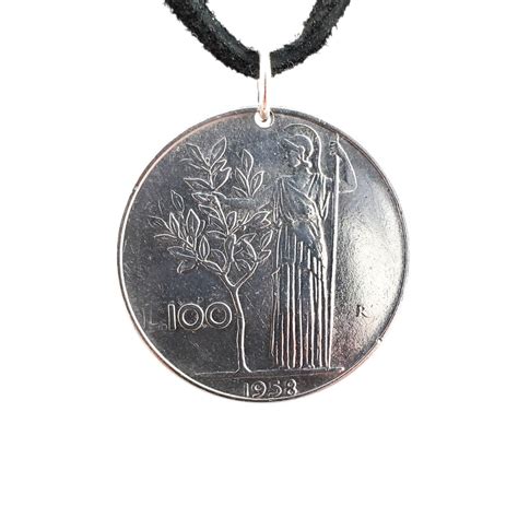 Italian Coin Necklace Coin Pendant Lire Mens Necklace Etsy