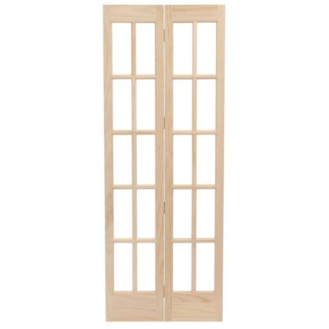 Pinecroft 32 In X 80 In Classic French Glass Wood Universal Reversible Interior Bi Fold Door