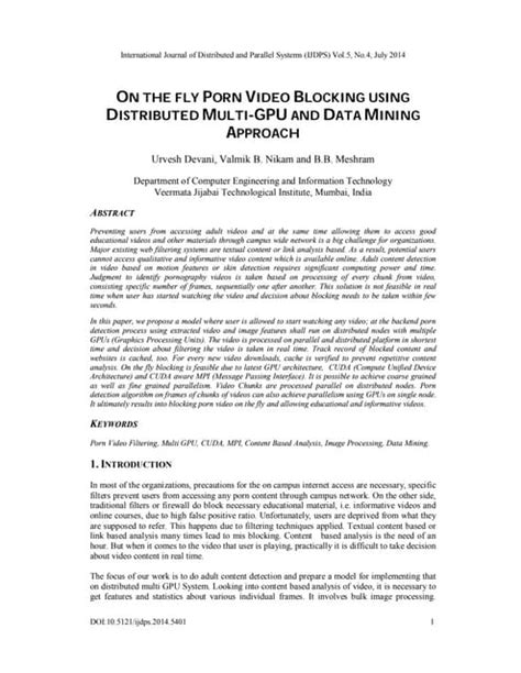 On The Fly Porn Video Blocking Using Distributed Multi Gpu And Data Mining Approach Pdf