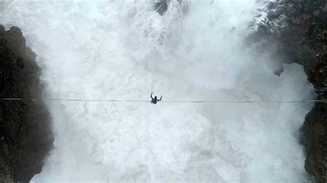 Astonishing Drone Footage Of A Slackliner Battling The Elements While