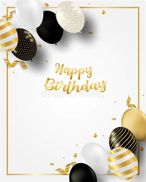 Happy Birthday Celebration Card Design With Black White Gold