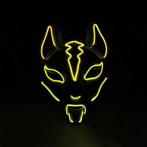 Halloween Clubbing Light Up Kitsune Fox Led Mask Costume Rave Cosplay