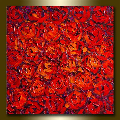 Red Rose Giclee Canvas Print Modern Flower Art From Original Oil