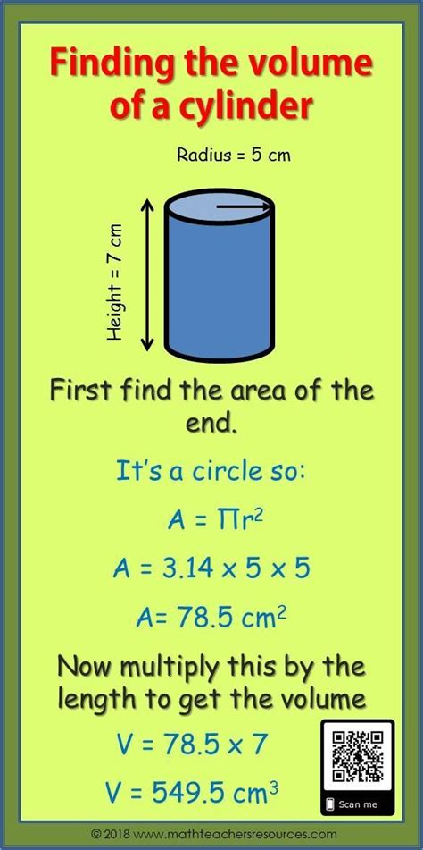 Cylinder volume formula is given below on how to calculate volume of a cylinder. Volume of a Cylinder | Math Infographic | Math infographic ...