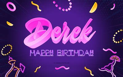 Download Wallpapers Happy Birthday Derek K Purple Party Background Derek Creative Art