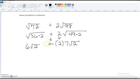 Square Root Addition Or Subtraction Youtube