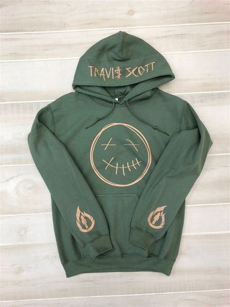 Travis Scott Smiley Face Hoodie Tan Logo Hoodies Hooded Jacket