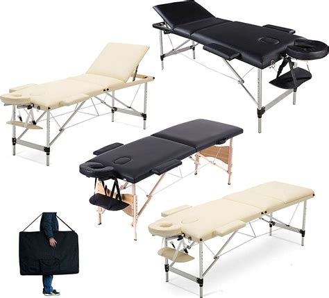 Table De Massage Pliante Réglable En Hauteur Avec Pieds En Aluminium Et Pieds En Bois Banc De