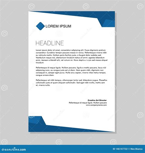 Simple Blue Letterhead Premium Vector Editorial Photography