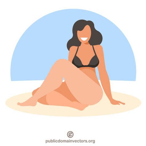 Girl Sunbathing On The Beach Public Domain Vectors