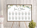 Ivory White Floral Wedding Seating Chart - Free Wedding Seating Charts