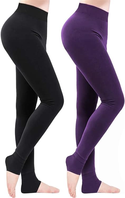 Winter Warm Leggings 2 Pack Women High Waisted Velvet Elastic Tights