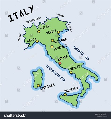 Map Italy Vector Stylized Simple Tourist Stock Vector Royalty Free