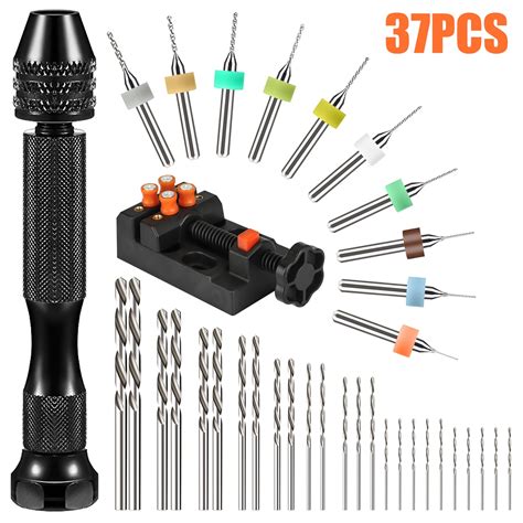 Tsv 37pcs Hand Drill Set Pin Vise Hand Drill Bits With Pcb Mini Drills