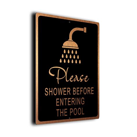 shower before pool sign pool signs pool shower signs pool decor