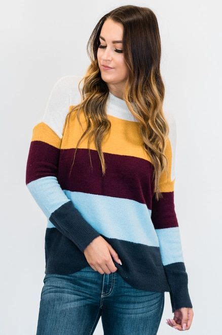 Autumn Colorblock Sweater Multi Color Colorblock Fuzzy Fall Sweater