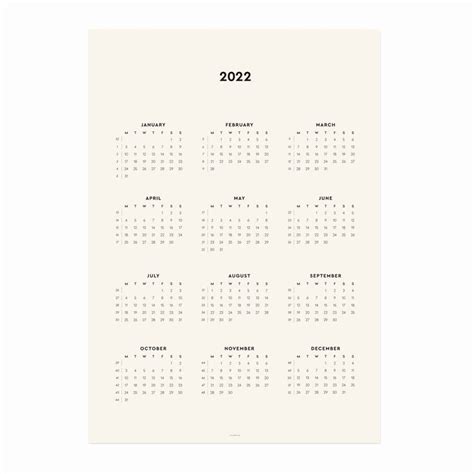 2022 Year Wall Calendar Printable Instant Download Philomene In