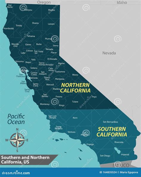 Mapa Del Estado De California Eeuu Ilustración Del Vector