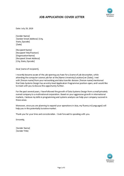 Wow your future employer with this simple cover letter example format. Kostenloses Application letter for a job vacancy