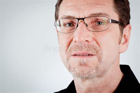 Attractive Adult Man With Glasses And Black Shirt Stock Image Image Of Manager Happiness