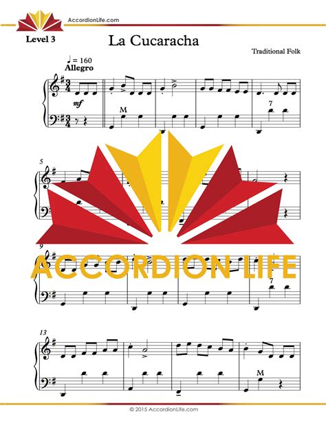 Accordion Free Sheet Music La Cucaracha