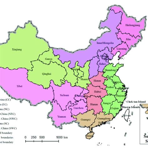 The 7 Regions Of China Except Taiwan Hong Kong And Macau The